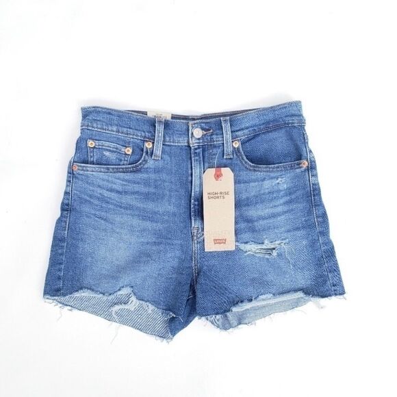 Levi's New High-Rise Distressed Jean Shorts New NWT - Picture 5 of 11